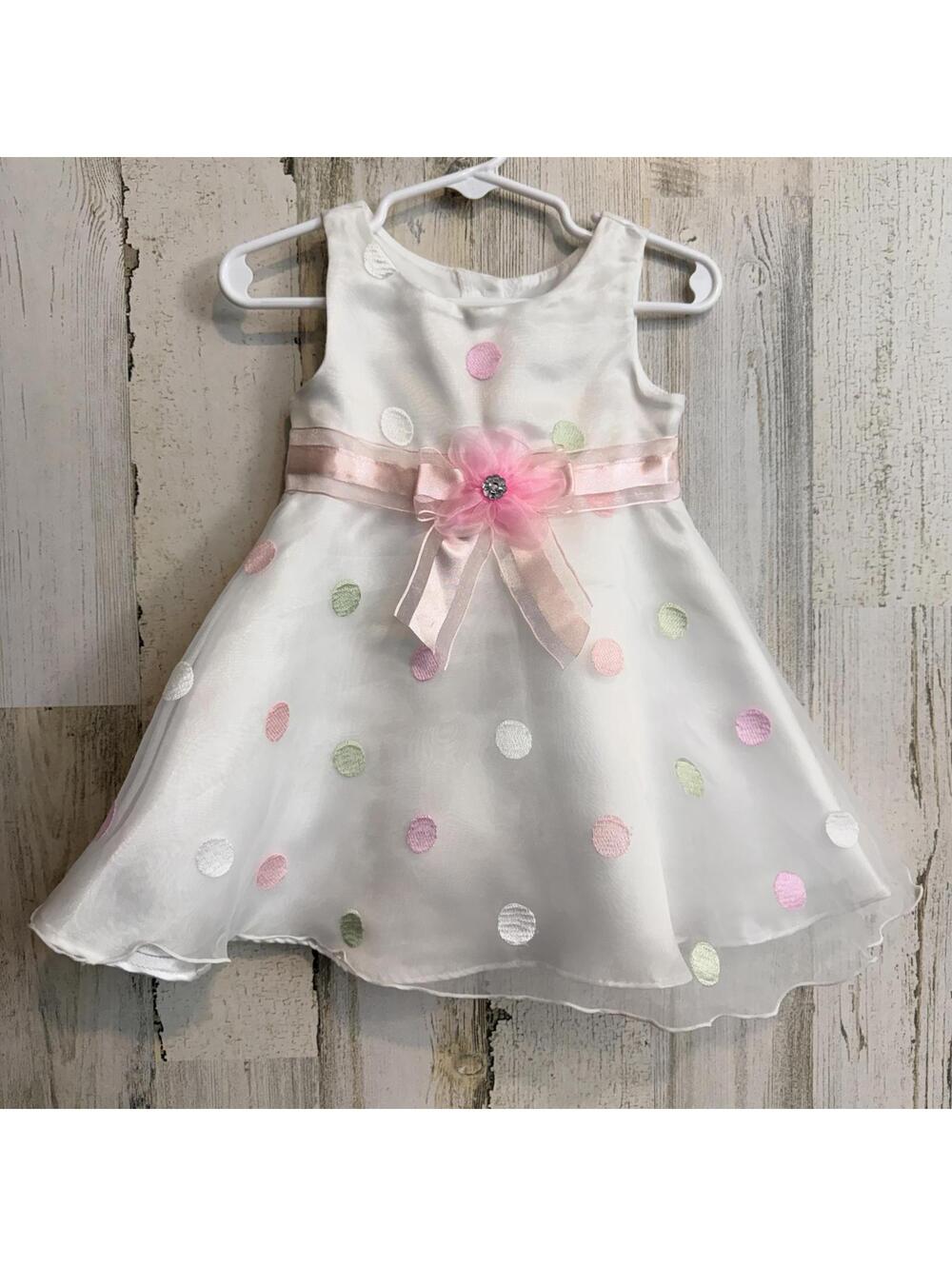 Youngland Girls 18M White Polka Dot Party Dress